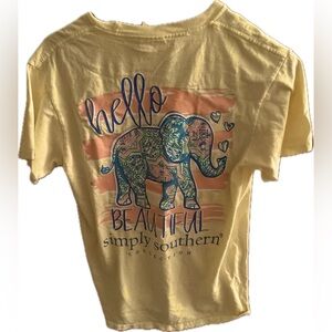Simply Southern Yellow Tee with Elephant and Heart Design